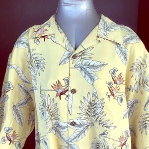 George yellow bird of paradise button down shirt